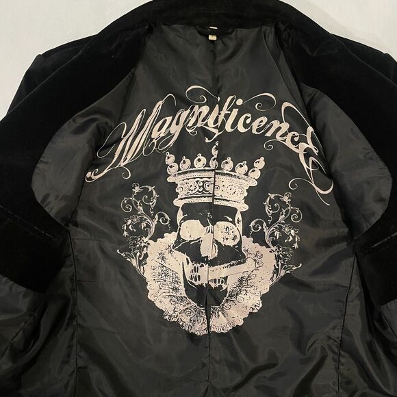 ~ Mens 40 Juicy Couture Velvet Blazer** Black Lined Flap Pockets 2 button Notch - Picture 4 of 15